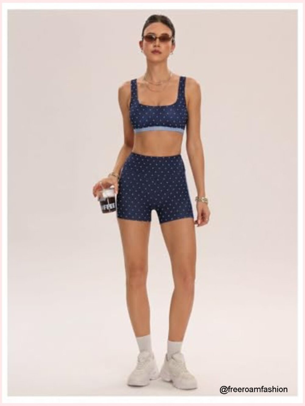 2 Piece Polka Dot Tank Top & High Waist Biker Shorts Set - Picture 4 of 5